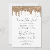 Invitation Double Fête d'Anniversaire Élégant Gold Drips (Devant)