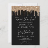 Invitation Double fête d'anniversaire Elegant Gold Drives (Devant)