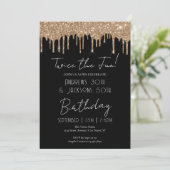 Invitation Double fête d'anniversaire Elegant Gold Drives (Debout devant)