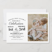 Invitation Double fête moderne Anniversaire Photo 1er & 3e (Devant)