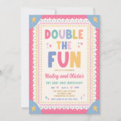 Invitation Double Fun Fille Anniversaire Conjoint Fantaisiste (Devant)