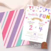 Invitation Double Fun pour les Cœurs Sœurs Fête d'Anniversair
