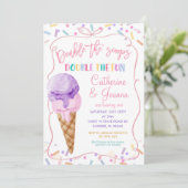 Invitation Double gaufres Double Fun Anniversaire Glace (Debout devant)