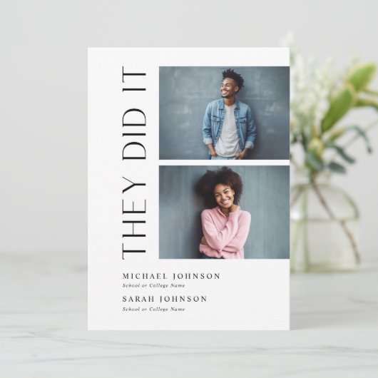 Invitation Double Graduates moderne (Debout devant)