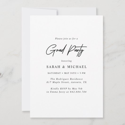 Invitation Double Graduates moderne (Dos)