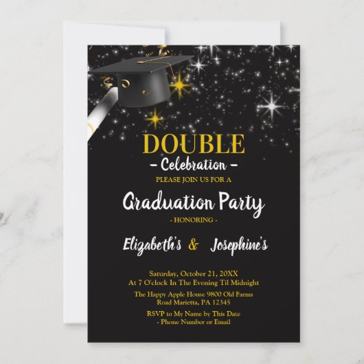 Invitation Double Graduates Noirs 2025 (Devant)