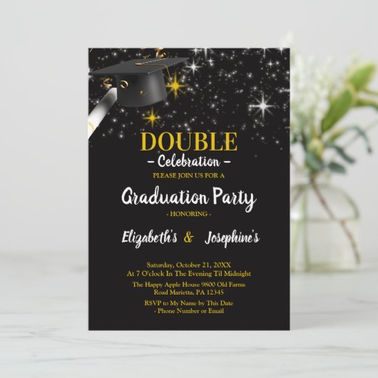 Invitation Double Graduates Noirs 2025 (Debout devant)