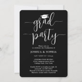 Invitation Double Graduation 2 Grads noir blanc photo conjoin (Dos)