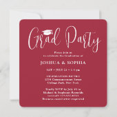 Invitation Double Graduation 2 Photos Red & White Joint Party (Dos)