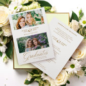 Invitation Double Graduation Chic Gold 2 Photos Script modern
