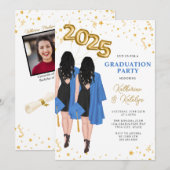 Invitation Double Graduation des jumeaux (Devant / Derrière)