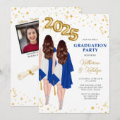 Invitation Double Graduation des jumeaux (Devant / Derrière)