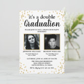 Invitation Double Graduation Deux diplômés en photo Invitatio (Debout devant)