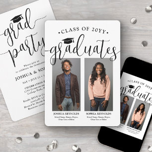 Invitation Double Graduation Party 2 Graduates' Photos Joint