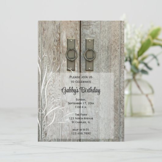 Invitation Double Grange Portes Pays Fête d'anniversaire (Debout devant)