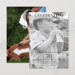 Invitation Double Jeune/Vieux Photo 70e anniversaire