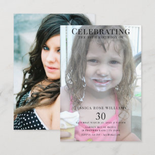 Invitation Double Jeune/Vieux Photo Feminine 30e anniversaire