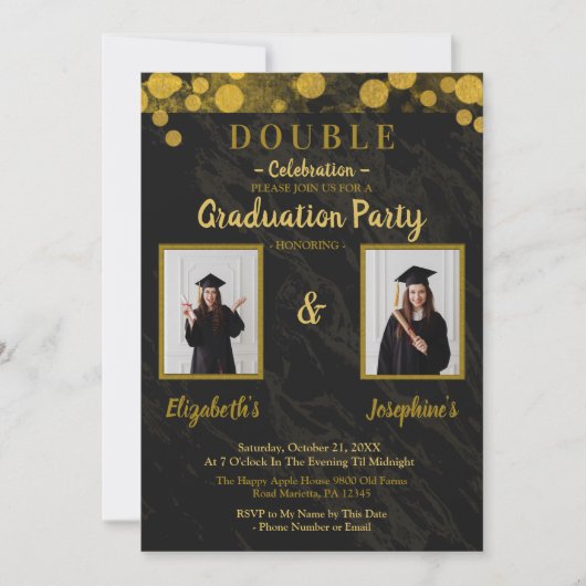Invitation Double joint Celebration Graduation Party 2 photos (Devant)