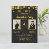 Invitation Double joint Celebration Graduation Party 2 photos (Debout devant)