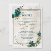 Invitation Double joint floral Gold Green (Devant)