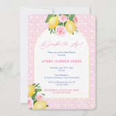 Invitation Double L'Amour Citrons Roses Fête de Naissance de (Devant)