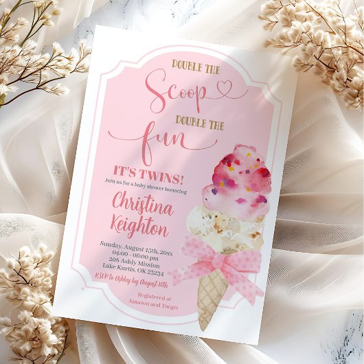 Invitation Double le Baby shower Twins de la crème glacée Sco