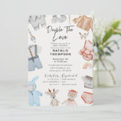 Invitation Double le Love Twins Boy Girl Baby shower (Debout devant)