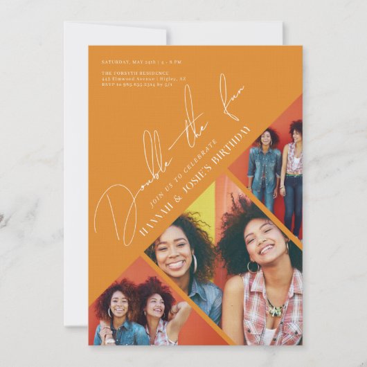 Invitation Double le plaisir | Anniversaire interarmées moder (Devant)