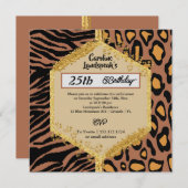 Invitation Double Leopard Zebra Prints & Parties scintillant  (Devant / Derrière)