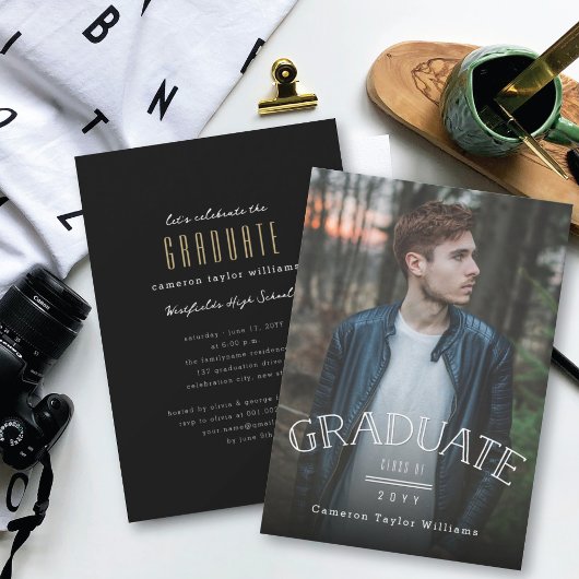 Invitation Double Line Graduate Modern Photo Graduate Party