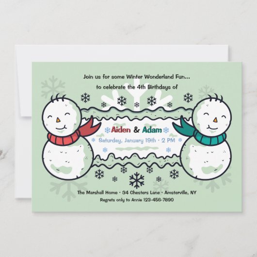 Invitation Double l'invitation de fête d'anniversaire amusant (Devant)