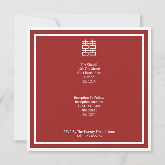 Invitation Double Mariage chinois (Dos)