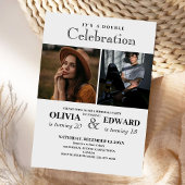 Invitation Double minimaliste blanc et noir