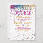 Invitation Double mixte adulte coloré fête d'anniversaire (Devant)