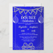 Invitation Double mixte adulte fête d'anniversaire | Argent b (Devant)