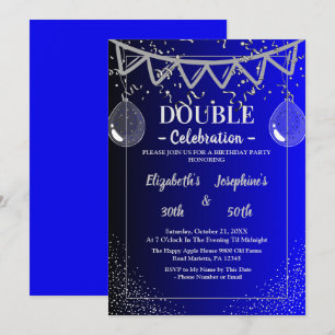 Invitation Double mixte adulte fête d'anniversaire Argent b