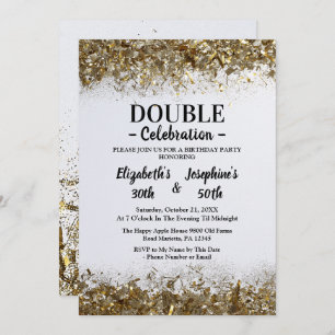 Invitation Double mixte adulte fête d'anniversaire   Blanc do