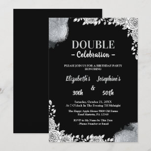 Invitation Double mixte adulte fête d'anniversaire Floral ar