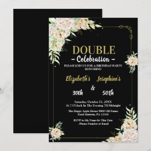 Invitation Double mixte adulte fête d'anniversaire Floral tr