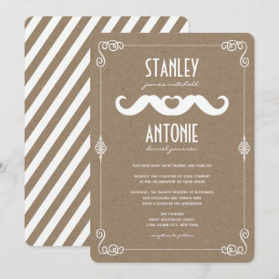 Invitation Double Moustaches Aiment Mariage Gay Kraft Vintage