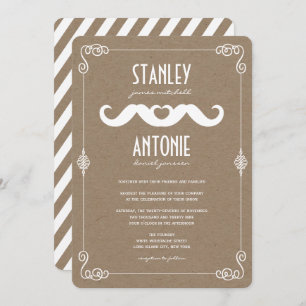 Invitation Double Mustaches Aimer Vintage Kraft Gay Mariage