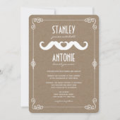 Invitation Double Mustaches Aimer Vintage Kraft Gay Mariage (Devant)