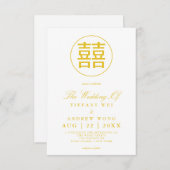 Invitation Double or Bonheur Elégant Mariage chinois (Devant / Derrière)