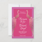 Invitation Double or Peacocks Indien (Devant)