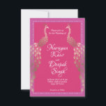 Invitation Double or Peacocks Indien<br><div class="desc">Double Gold Peacocks sont les protagonistes de cette faire-part de mariage de style indien</div>