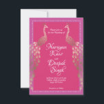 Invitation Double or Peacocks Indien<br><div class="desc">Double Gold Peacocks sont les protagonistes de cette faire-part de mariage de style indien</div>