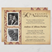 Invitation double photo d'anniversaire vintage dam (Devant / Derrière)