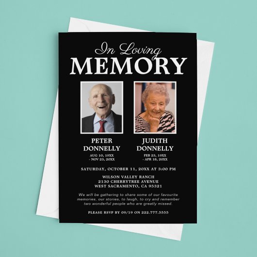 Invitation Double Photo de souvenir