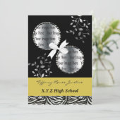 Invitation double photo jaune chic Graduation (Debout devant)