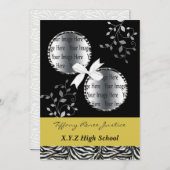 Invitation double photo jaune chic Graduation (Devant / Derrière)